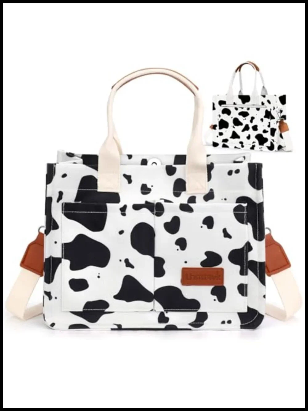 Large Canvas Tote Bag with Multiple Pockets for Work Travel